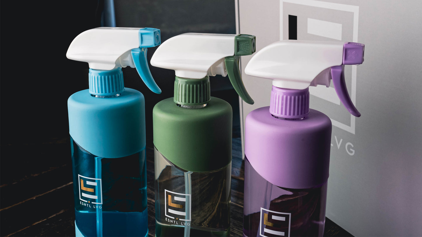 ESNTL LVG Reusable glass cleaning bottles and eco friendly green solutions