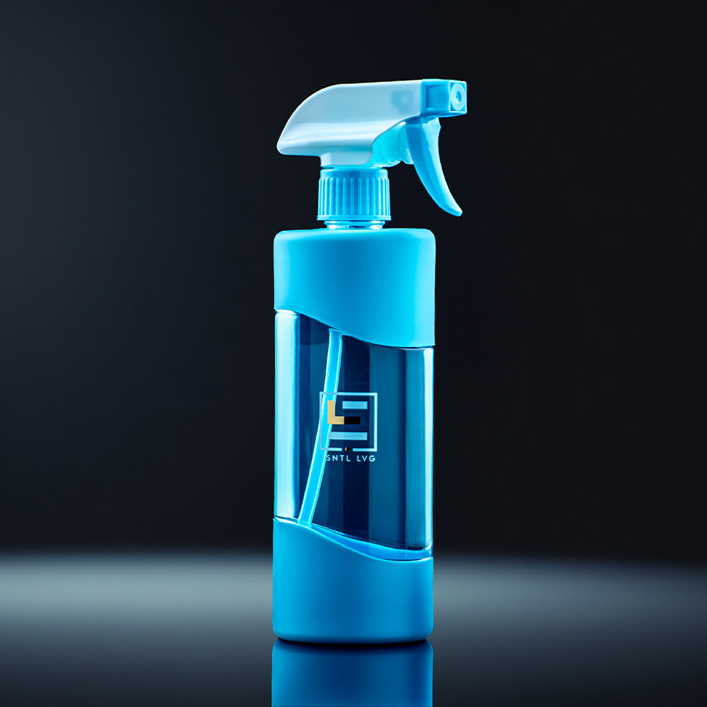 esntl lvg glass reusable spray bottle eco friendly blue