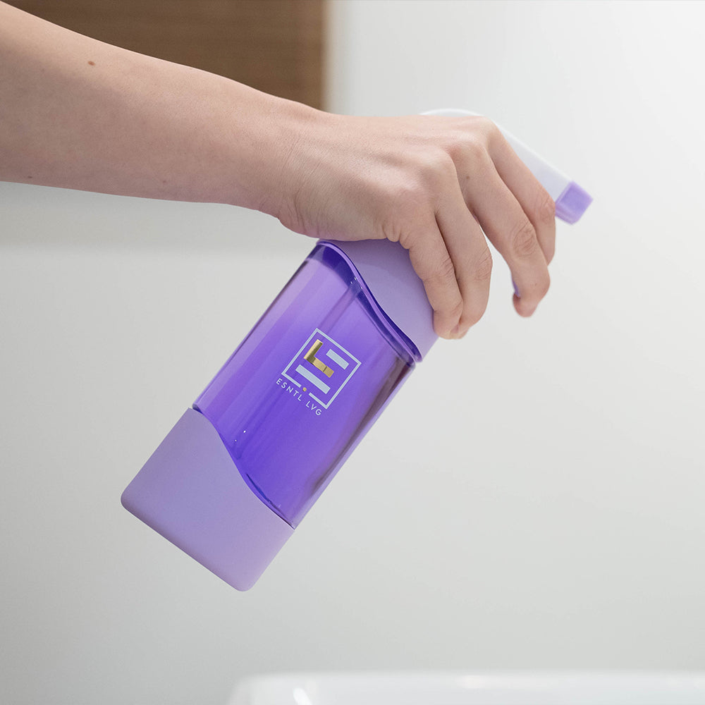 purple reusable glass spray bottle eco friendly