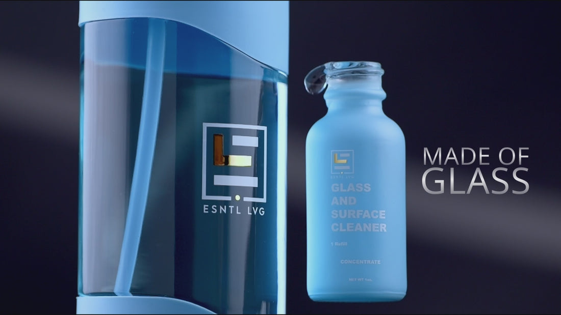 Video Montage of Eco-Friendly Cleaning Solutions with Glass Reusable Bottles